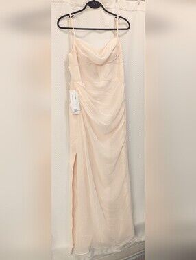 Azazie Elegant Cream Spaghetti-Strap Evening/Bridesmaid Dress SZ A8